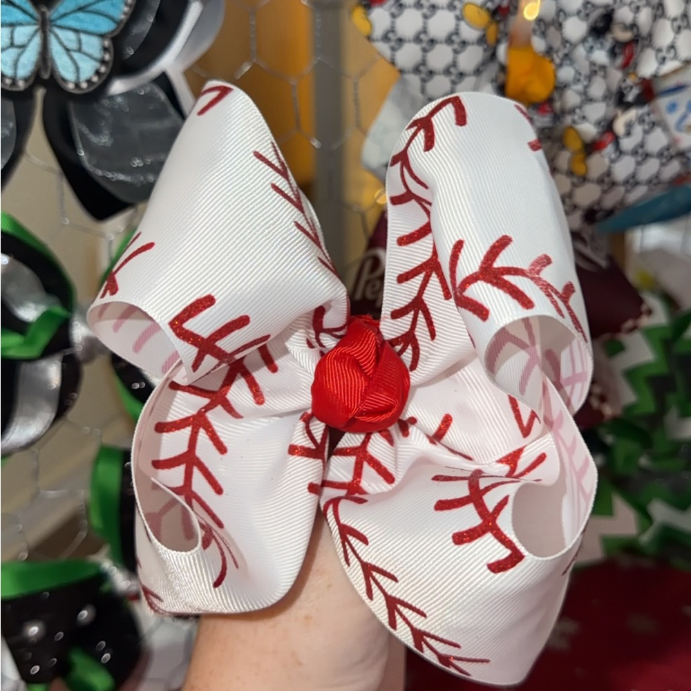 Baseball Stitch Bow for Kids - Picture 1 of 1